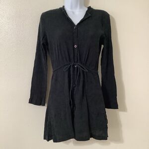 Black Gauzey Witchy Whimsigoth 100% Cotton Bohemian Hippie Lagenlook Hoodie M